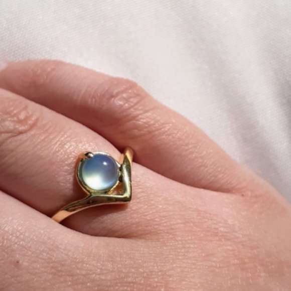 Blue Chalcedony circlet ring 24K gold plated - Picture 5 of 8